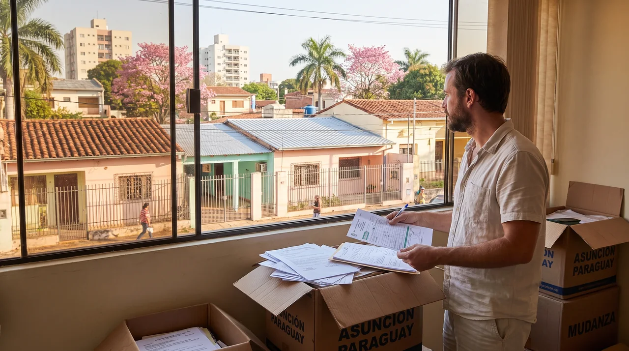 Photo d'un expatrié consultant des documents et une carte lors de la préparation de son installation, ambiance chaleureuse et professionnelle
